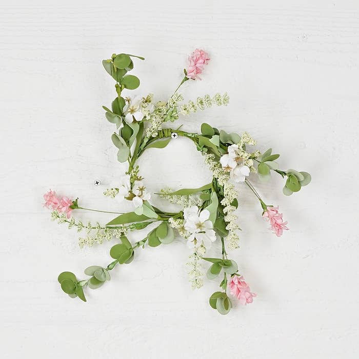 Pink and Cream Mixed Mountain Flowers Candle Ring