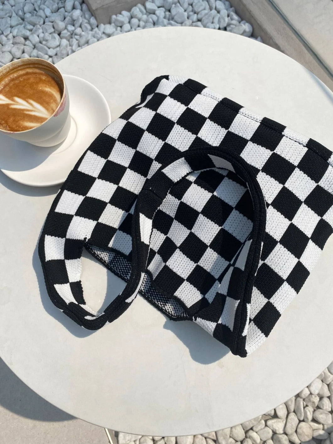 Checkered Knit Bag