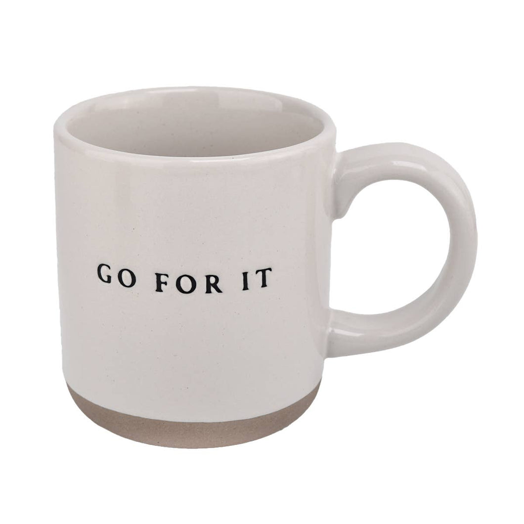 Go For It - Cream Stoneware Coffee Mug - 14 oz