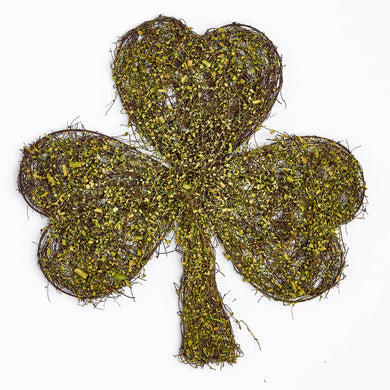 Natural twig shamrock decoration with green accents. 15