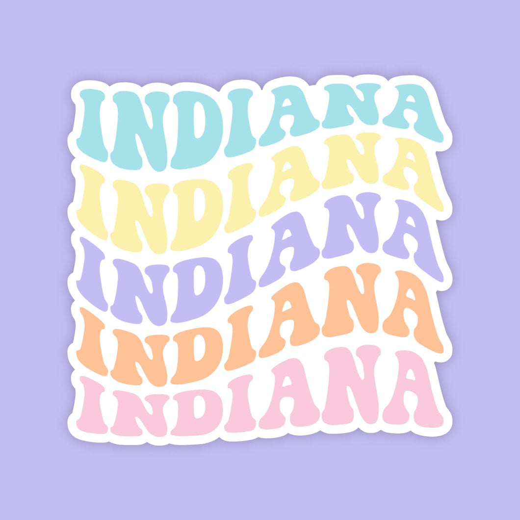 Indiana Beachy Retro State Name Sticker