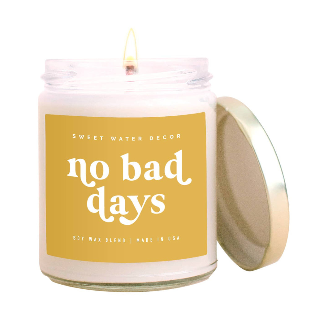 No Bad Days Soy Candle - Clear Jar - Mustard Yellow - 9 oz