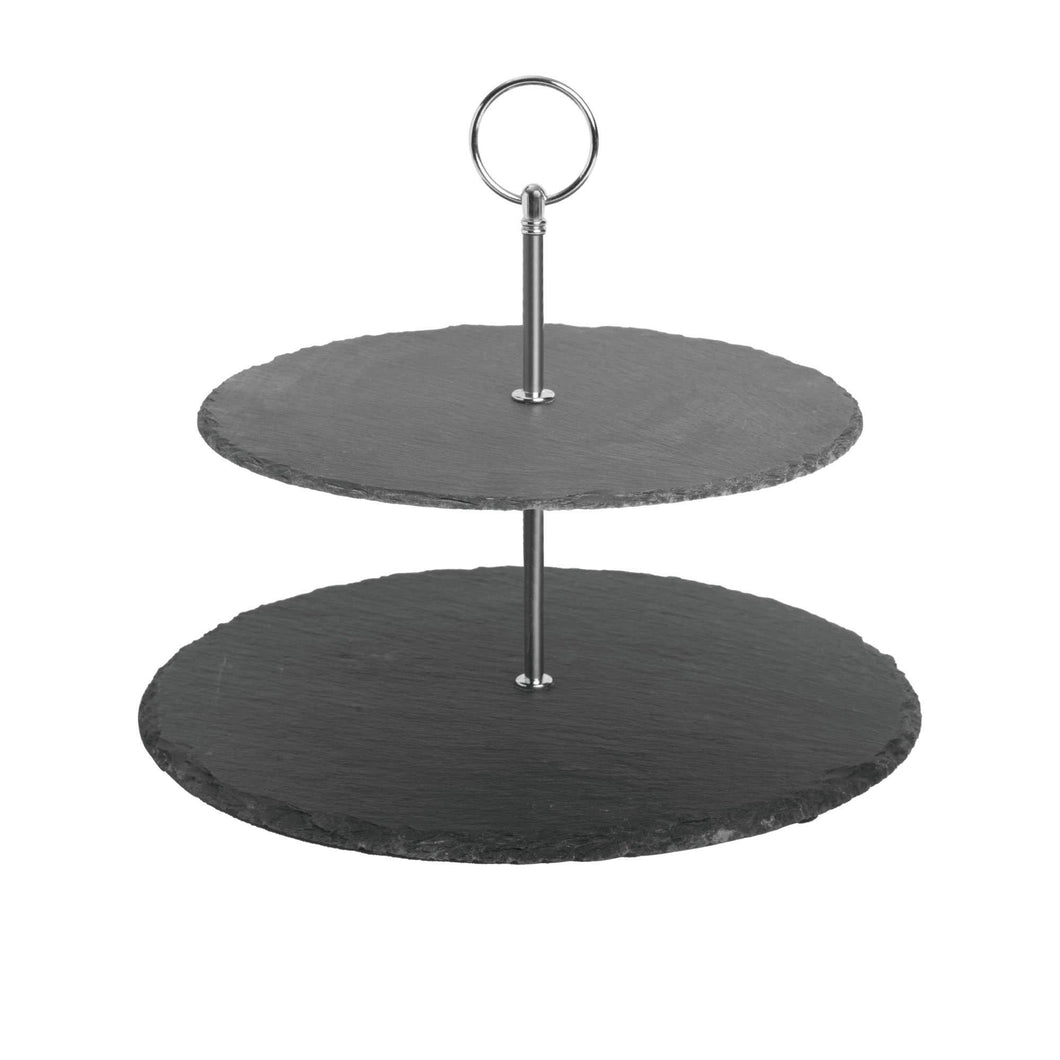 2-Tier Natural Slate Cake Stand