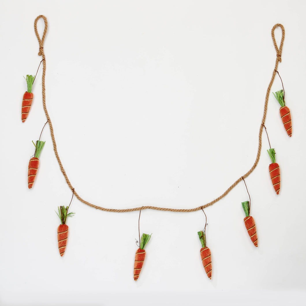 Festive Easter garland with 8 adorable straw carrots hanging on 71
