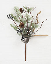 Load image into Gallery viewer, A festive 13-inch pick with a ball ornament and country gingham pattern in black and white.
