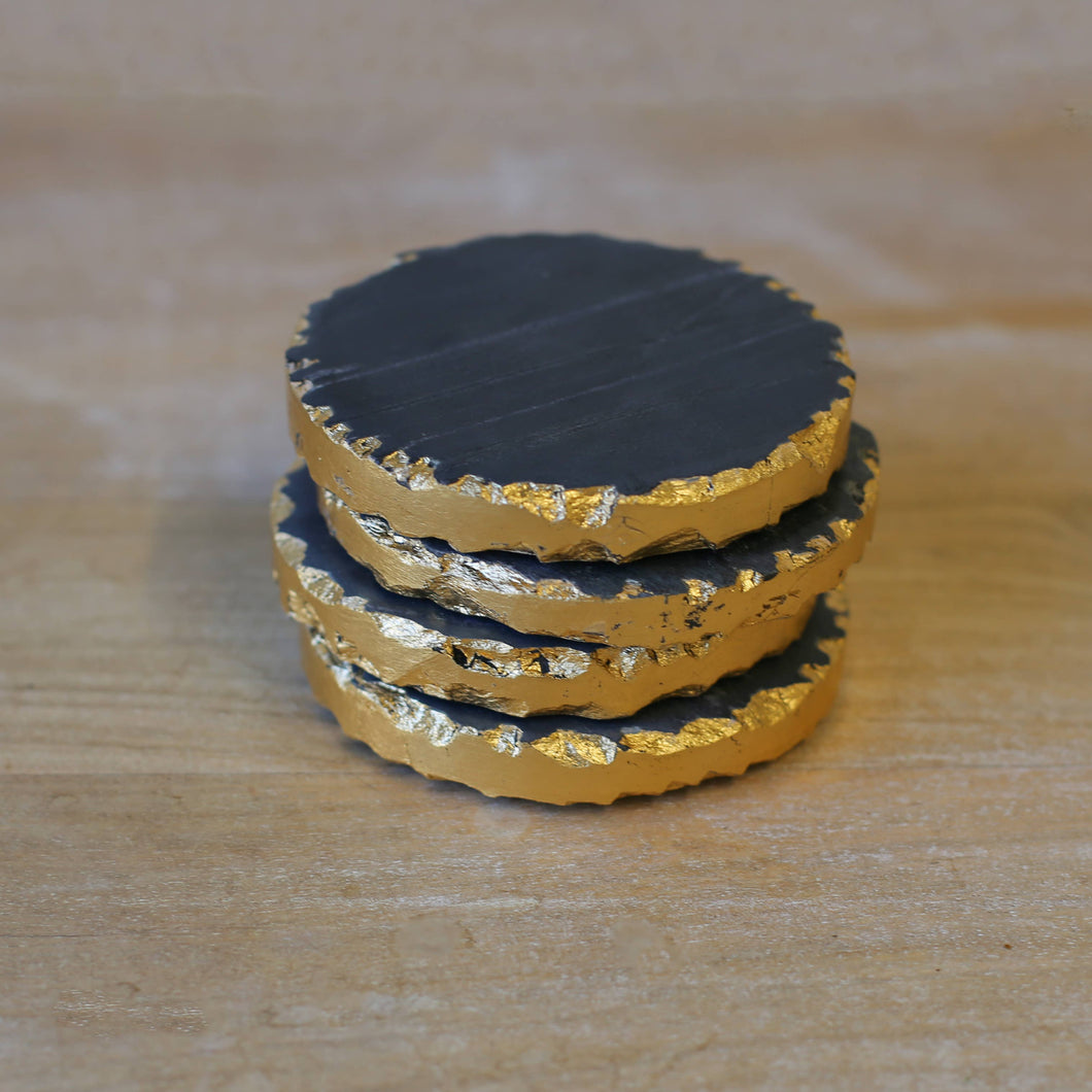 Marble Coasters | Black/Gold | Set of 4