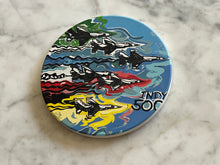 Load image into Gallery viewer, Indy 500 Flyover design stone coaster. 
