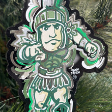 Load image into Gallery viewer, Michigan State University Sparty Ornament by Justin Patten
