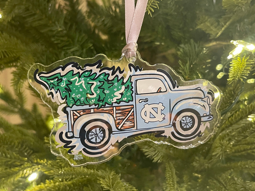 University of North Carolina Christmas Truck Ornament by Justin Patten