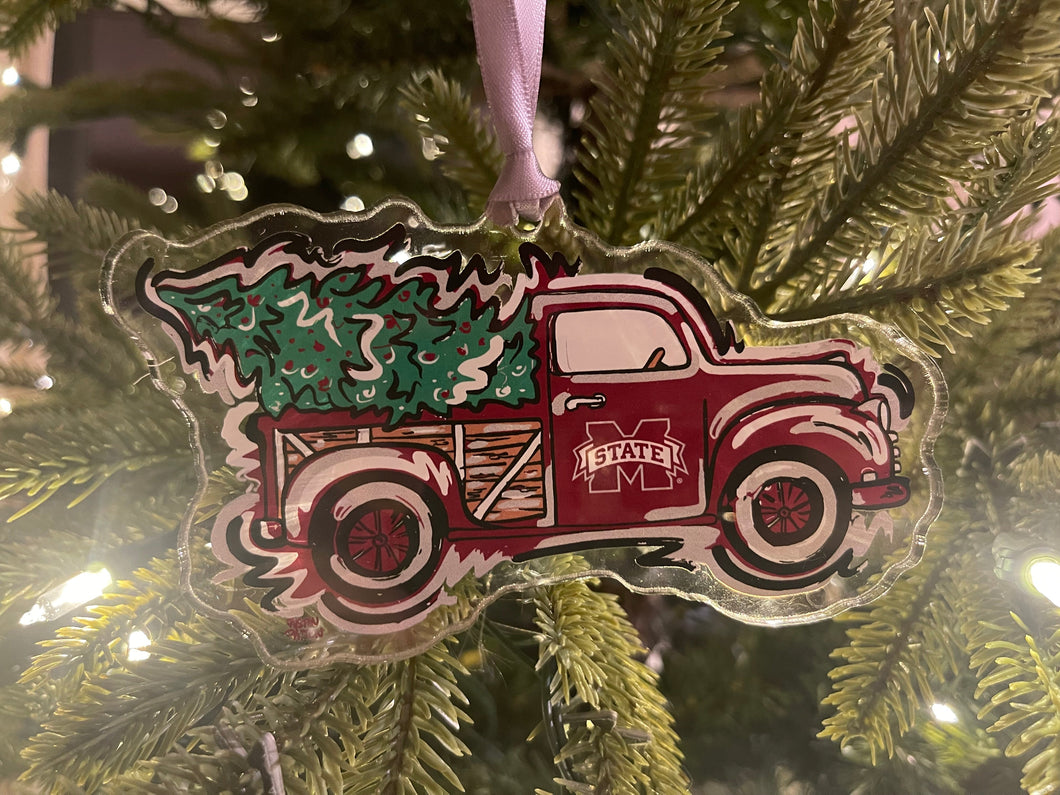 Mississippi State University Christmas Truck Ornament by Justin Patten