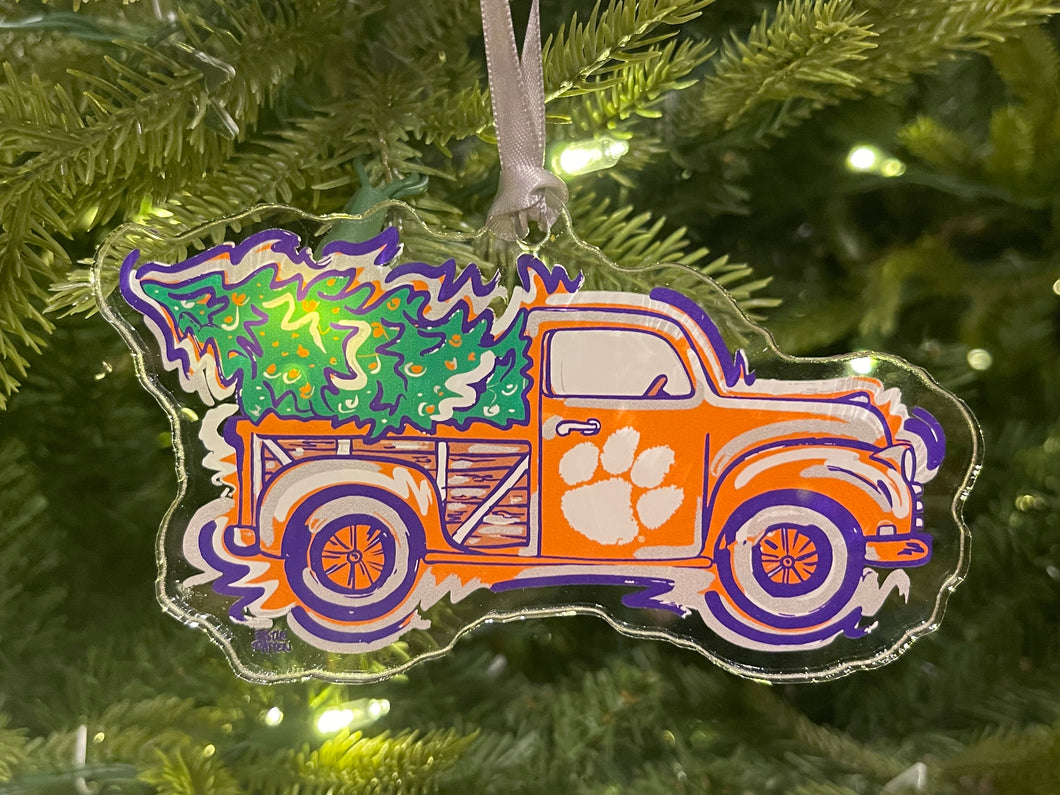 Clemson University Christmas Truck Ornament by Justin Patten