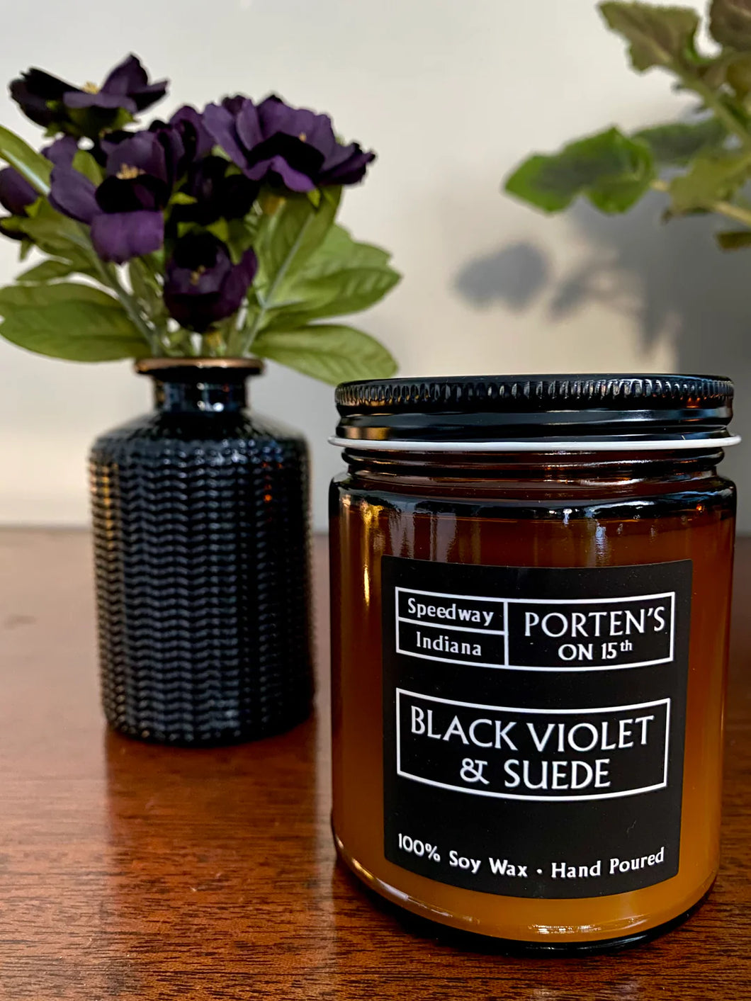 Black Violet & Suede Soy Candle