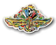 Load image into Gallery viewer, Indianapolis Motor Speedway Wing and Wheel Vinyl Sticker by Justin Patten
