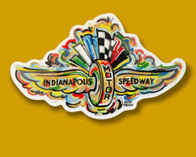 Load image into Gallery viewer, Indianapolis Motor Speedway Wing and Wheel Vinyl Sticker by Justin Patten
