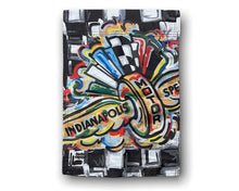 Load image into Gallery viewer, Indianapolis Motor Speedway Wing and Wheel Garden Flag (12”x18” in.) by Justin Patten
