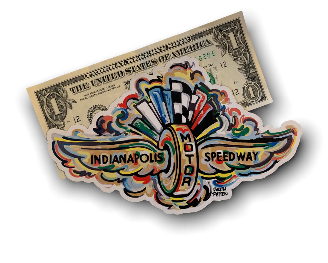 Indianapolis Motor Speedway Wing and Wheel Large Magnet by Justin Patten
