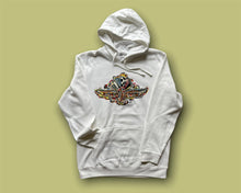 Load image into Gallery viewer, Indianapolis Motor Speedway Wing and Wheel White Unisex Hoodie by Justin Patten
