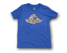 Load image into Gallery viewer, Indianapolis Motor Speedway Wing and Wheel youth tee in true royal
