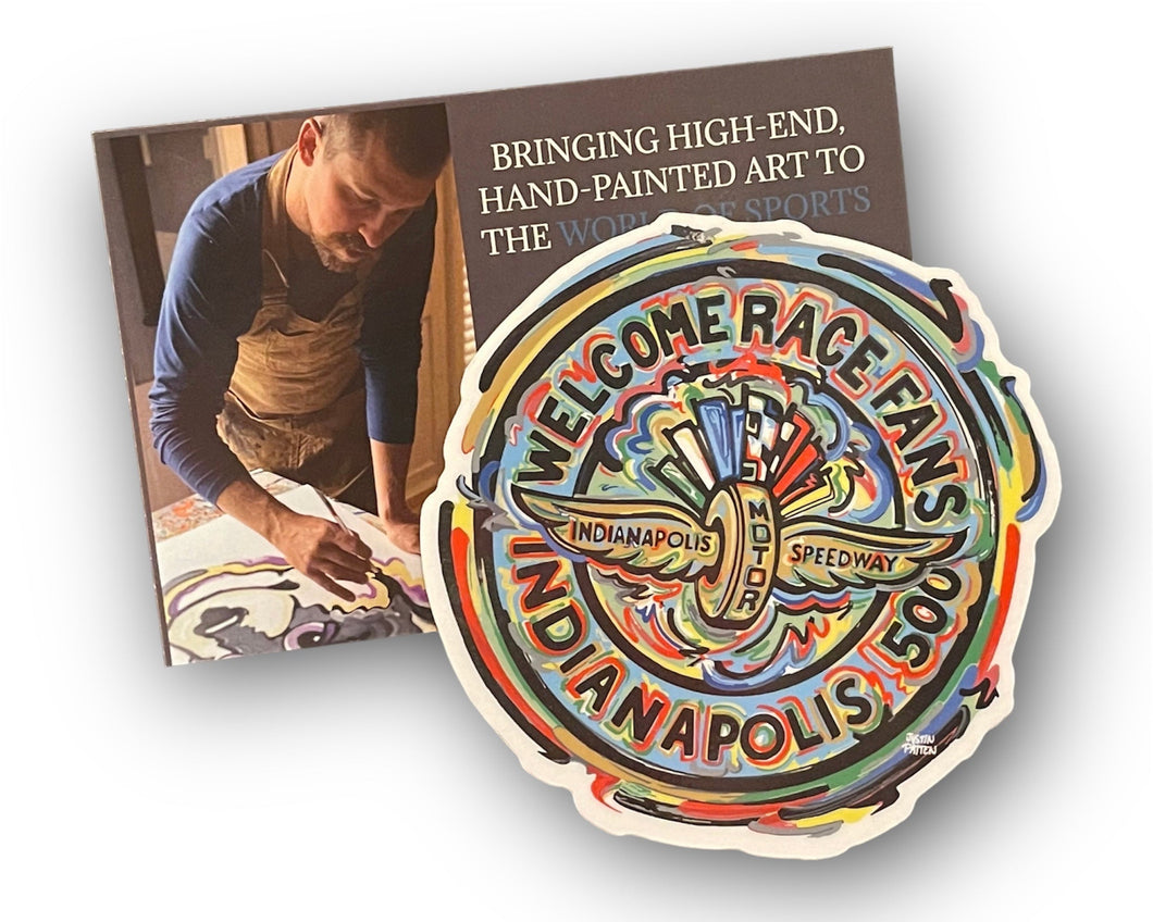 Indianapolis Motor Speedway Welcome Race Fans Large Magnet by Justin Patten
