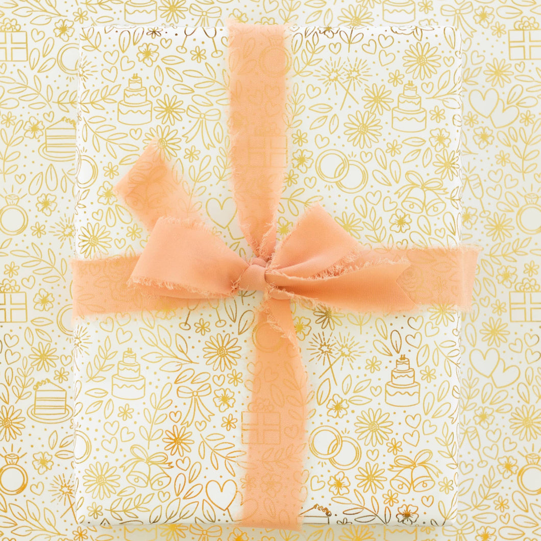 Gold Wedding Gift Wrap - 3 Sheets
