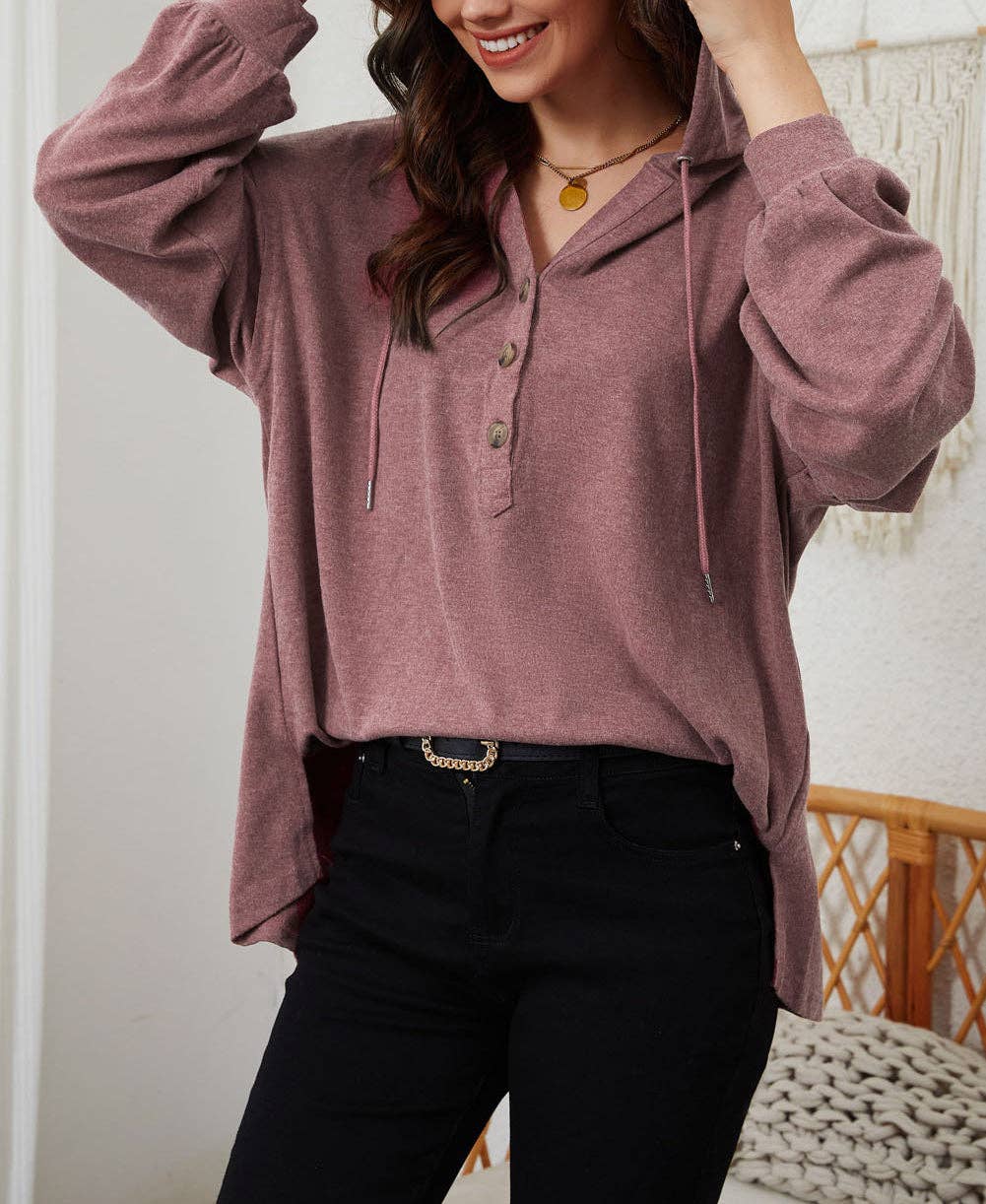 High and Low Hem Hoodie | Muted Plum