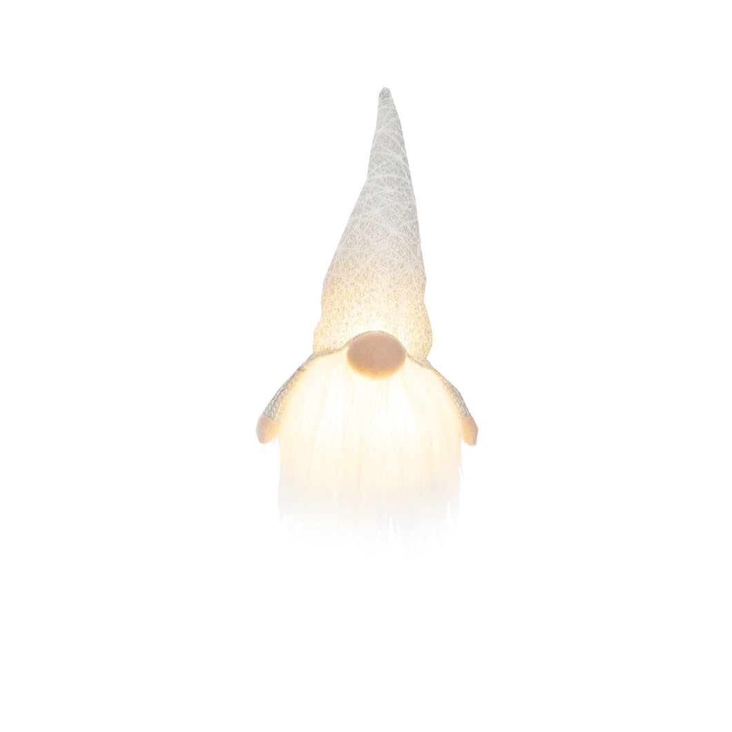 Silver hat light up gnome figurine. 