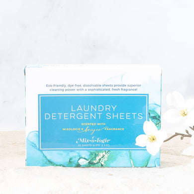 Laundry detergent sheets scented with Mixologie's Boujee fragrance. 
