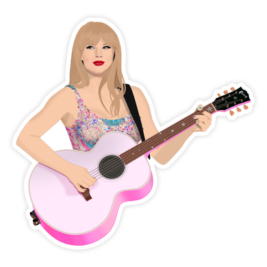 sticker is a drawing of just Taylor Swift holding her guitar