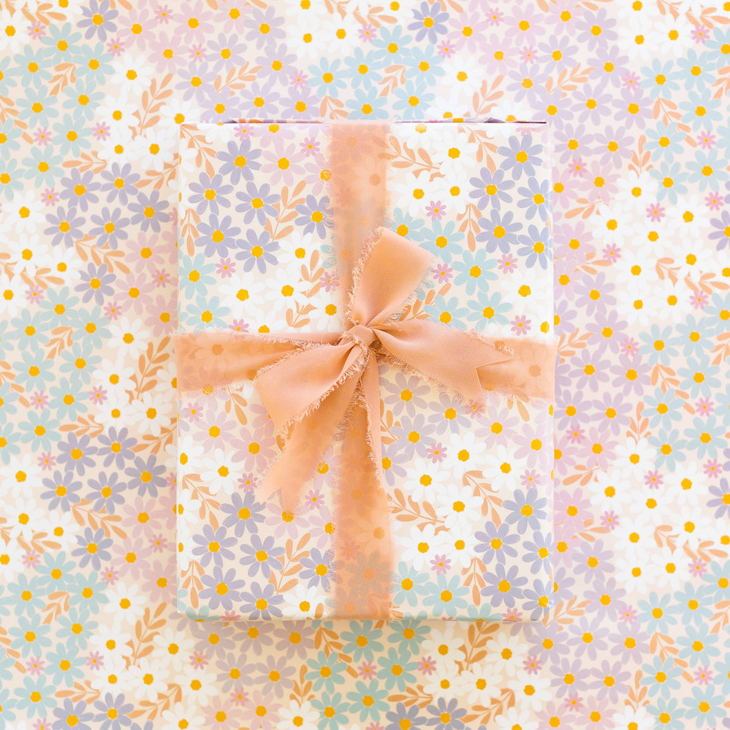Blue Daisy Patch Gift Wrap - 3 Sheets