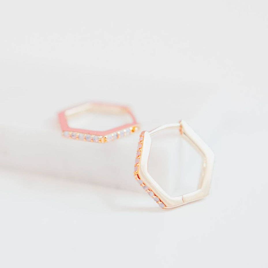 Cotton Candy Mini Hex Hoops