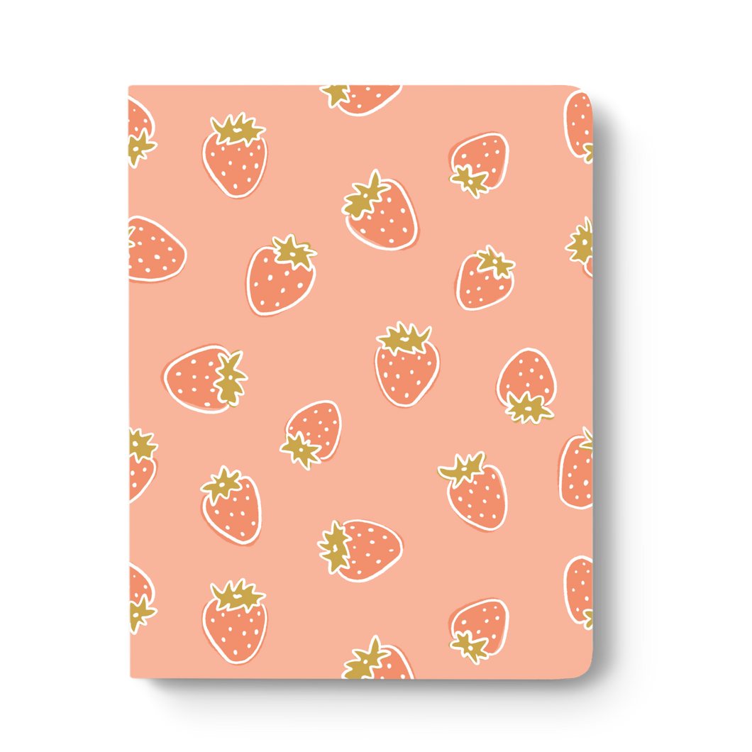 Strawberry Picking Layflat Lined Journal Notebook 8.5x11in.