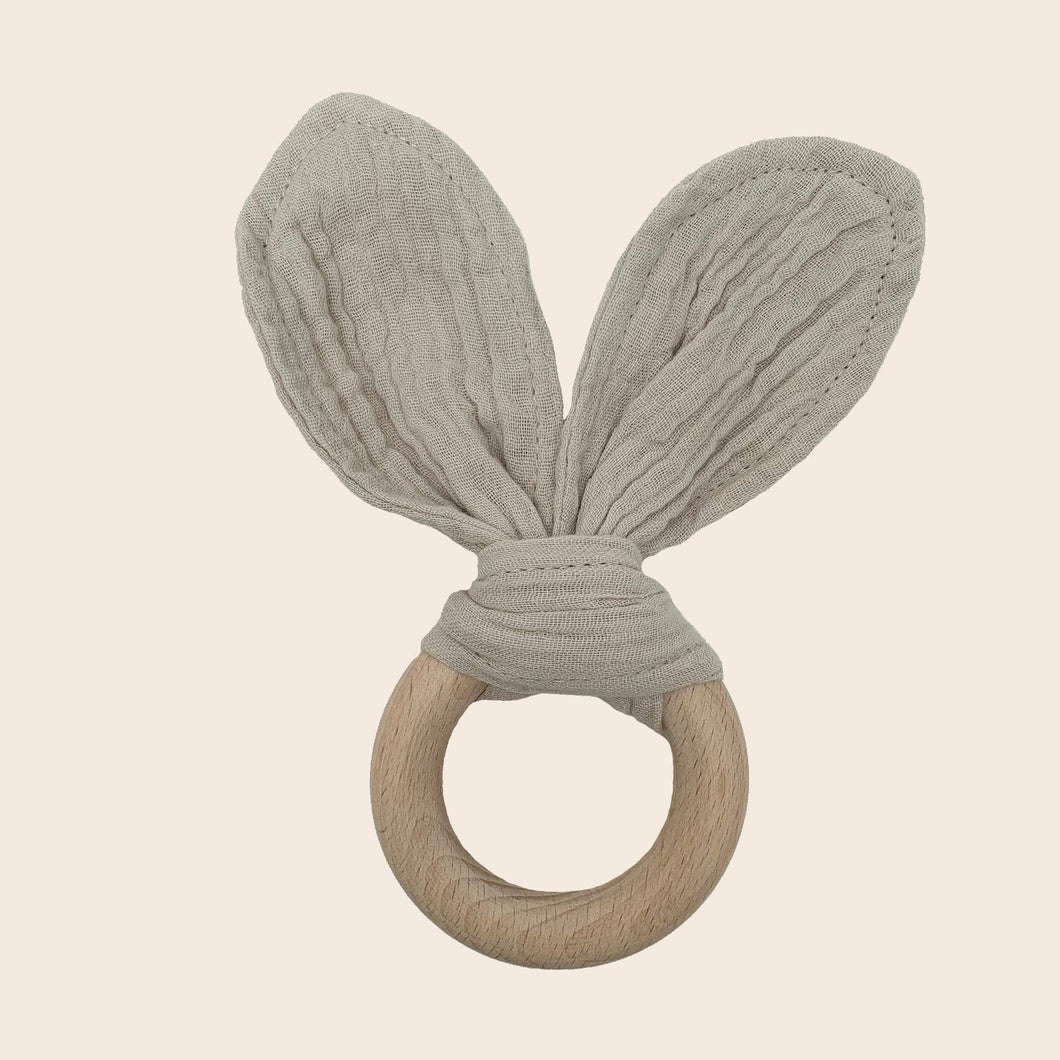 Organic bunny ear teether - Soft beige