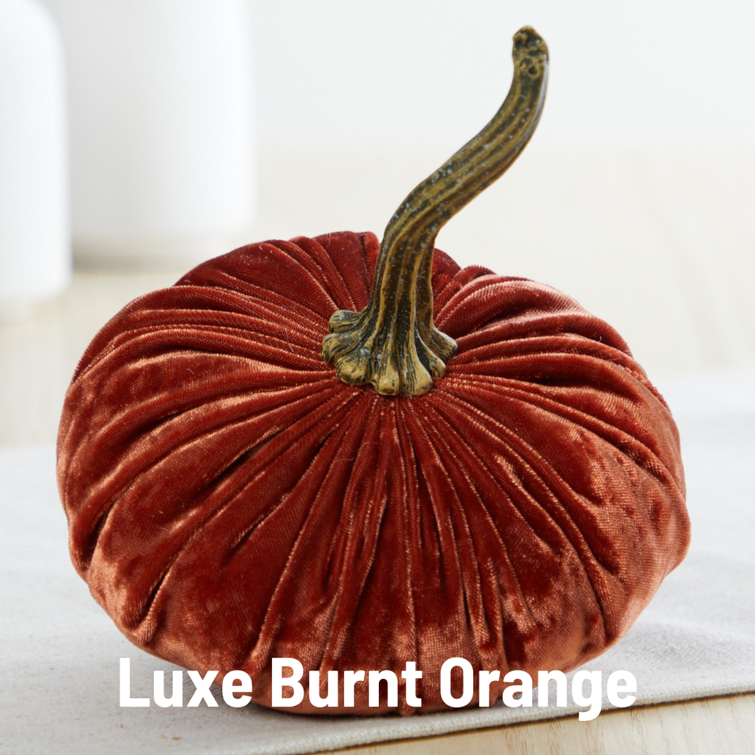 Handmade Velvet Pumpkin | Luxe Burnt Orange | 2 Sizes