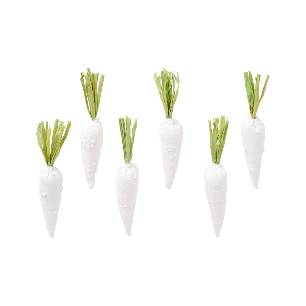 White mini fabric carrot set, handcrafted, plush, spring decor, Easter decor, gift.
