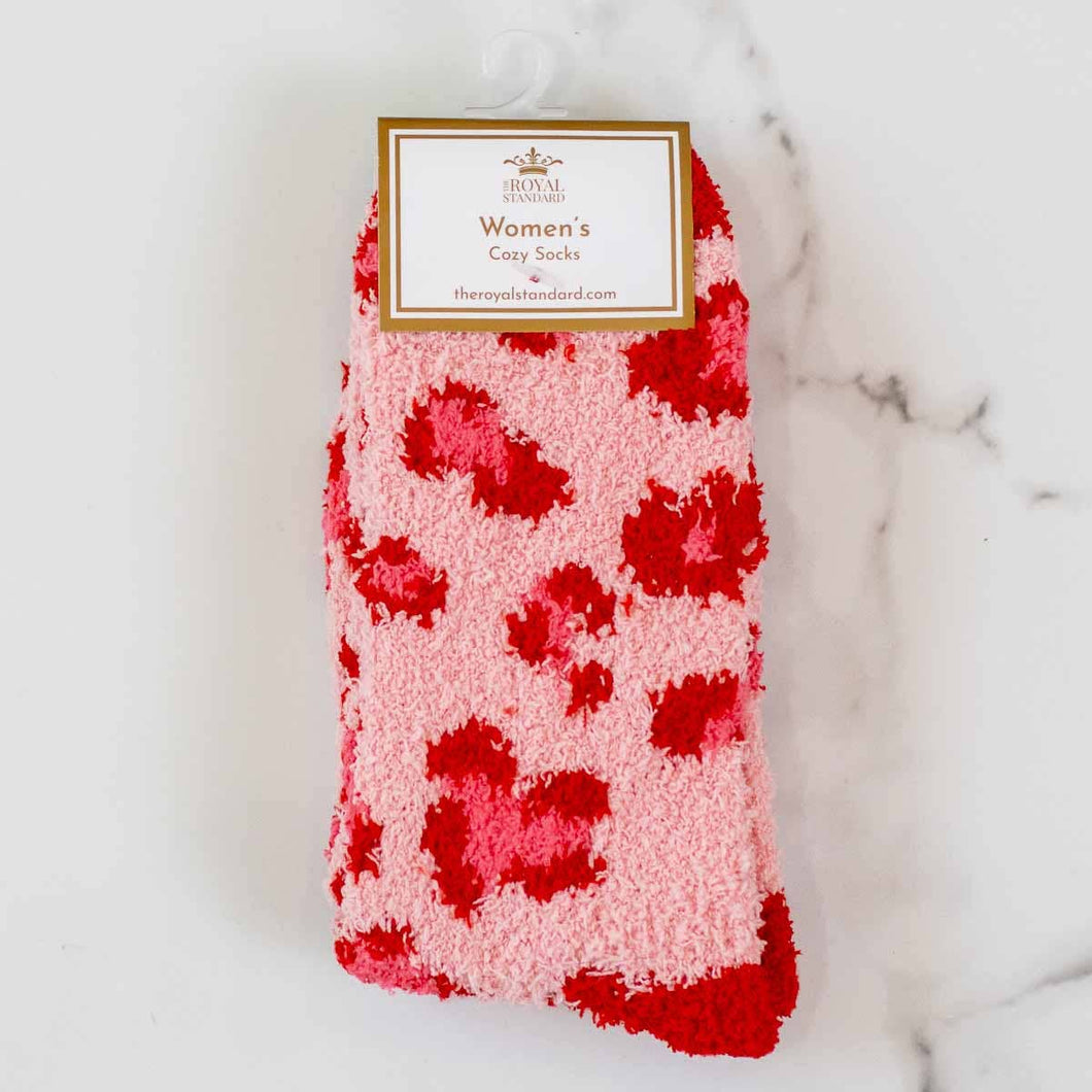 Leopard Valentine Cozy Socks | Pink/Red
