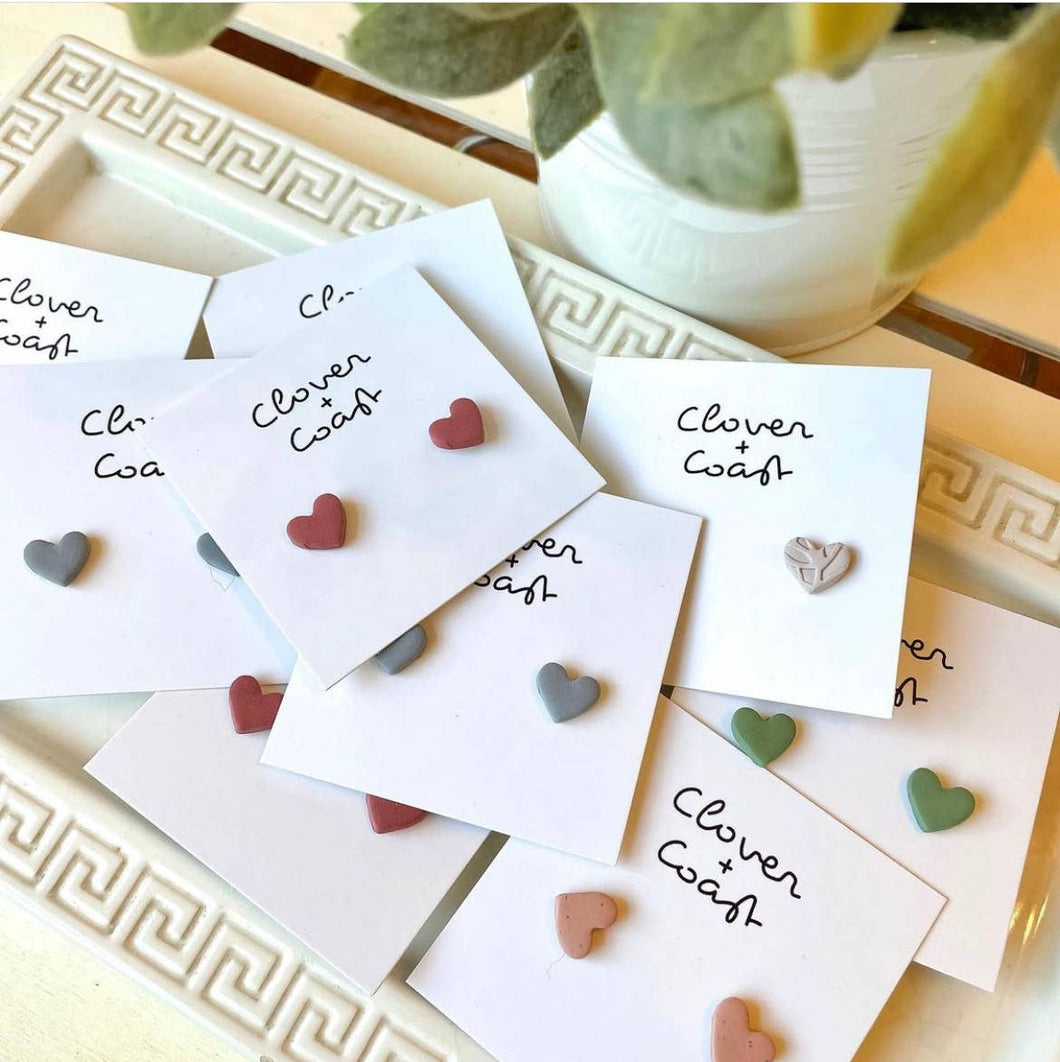 Micro Heart Clay Studs | 3 Colors