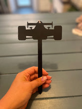 Load image into Gallery viewer, Metal Race Car Plant Stake | Powder Coated
